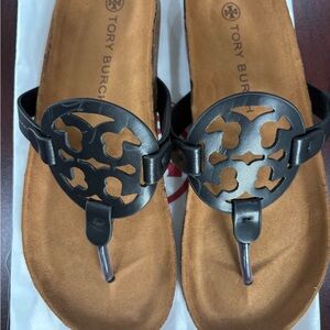 Tory Burch Black and Tan Sandals